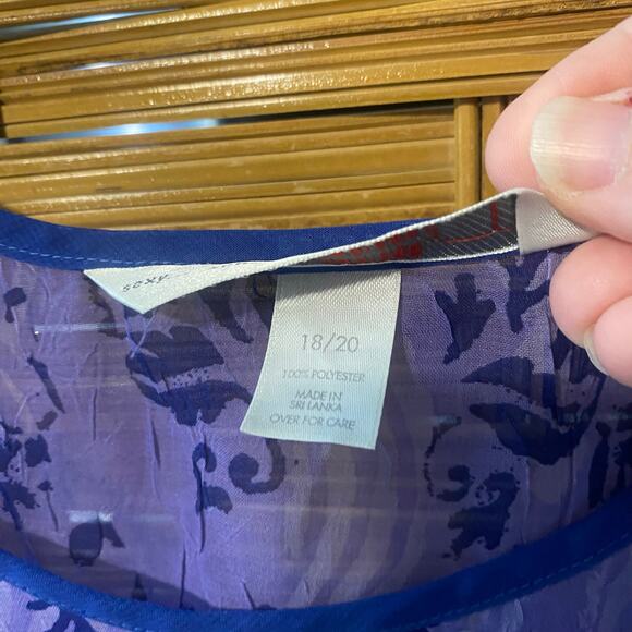 Cacique Sheer Purple Floral Pajama Set 18/20 Mesh Tank & Shorts Sleepwear - Picture 4 of 8